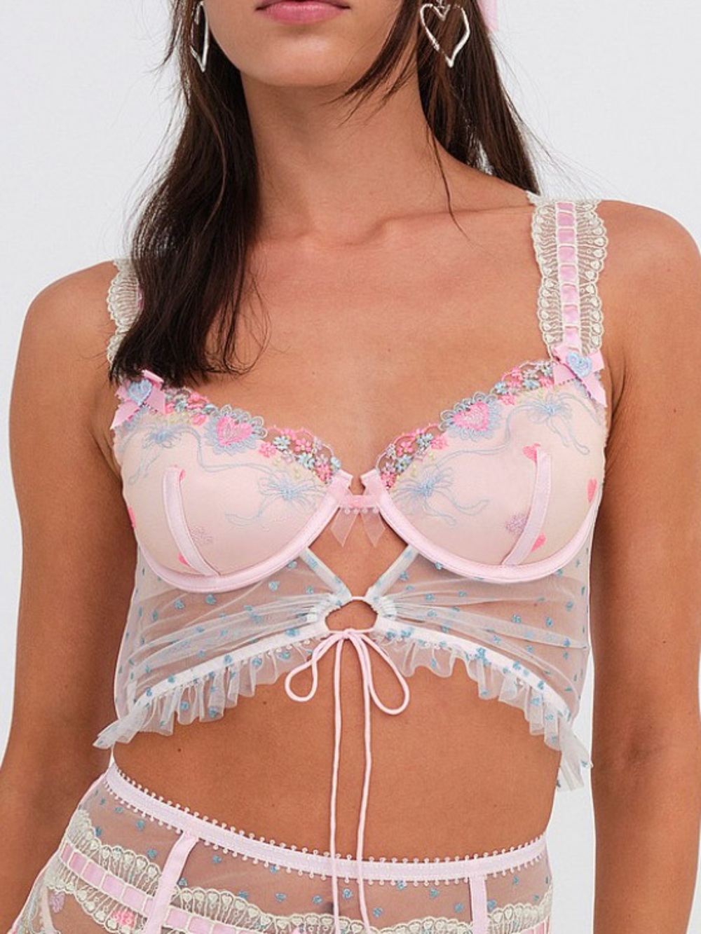 NWT (L) For Love & Lemons Gabriella Longline Bra/Bustier
